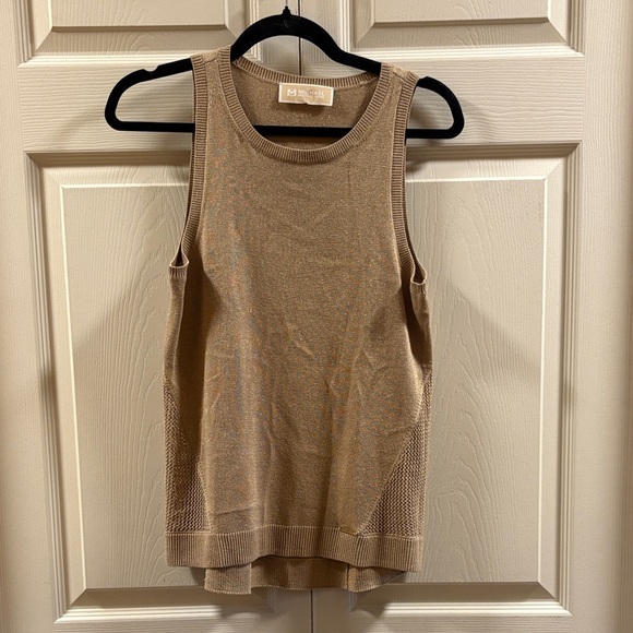 Michael Kors Metallic Gold Knit Tank Top - Picture 1 of 7